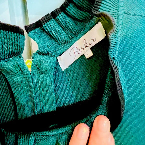 Parker Ryker Dress Green Sleeveless Ruffle size large - Picture 3 of 3